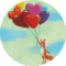 An illustration featuring a squirrel floating with colourful heart-shaped balloons against a blue-green background. | © SONNENTOR