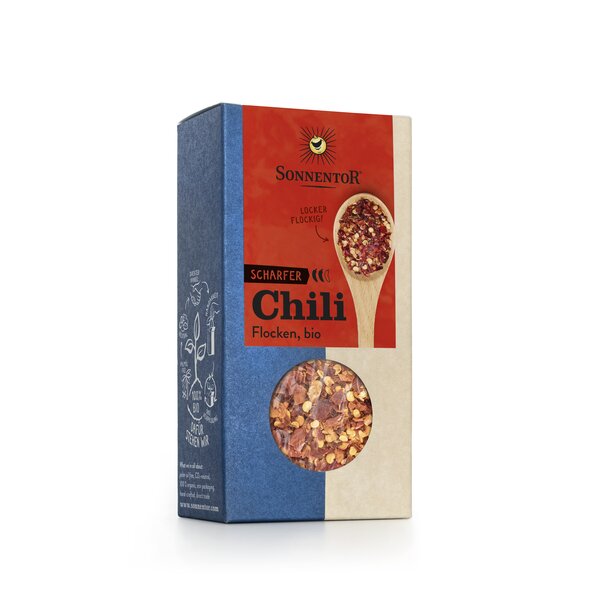 Chili Flocken bio 45 g, Packung